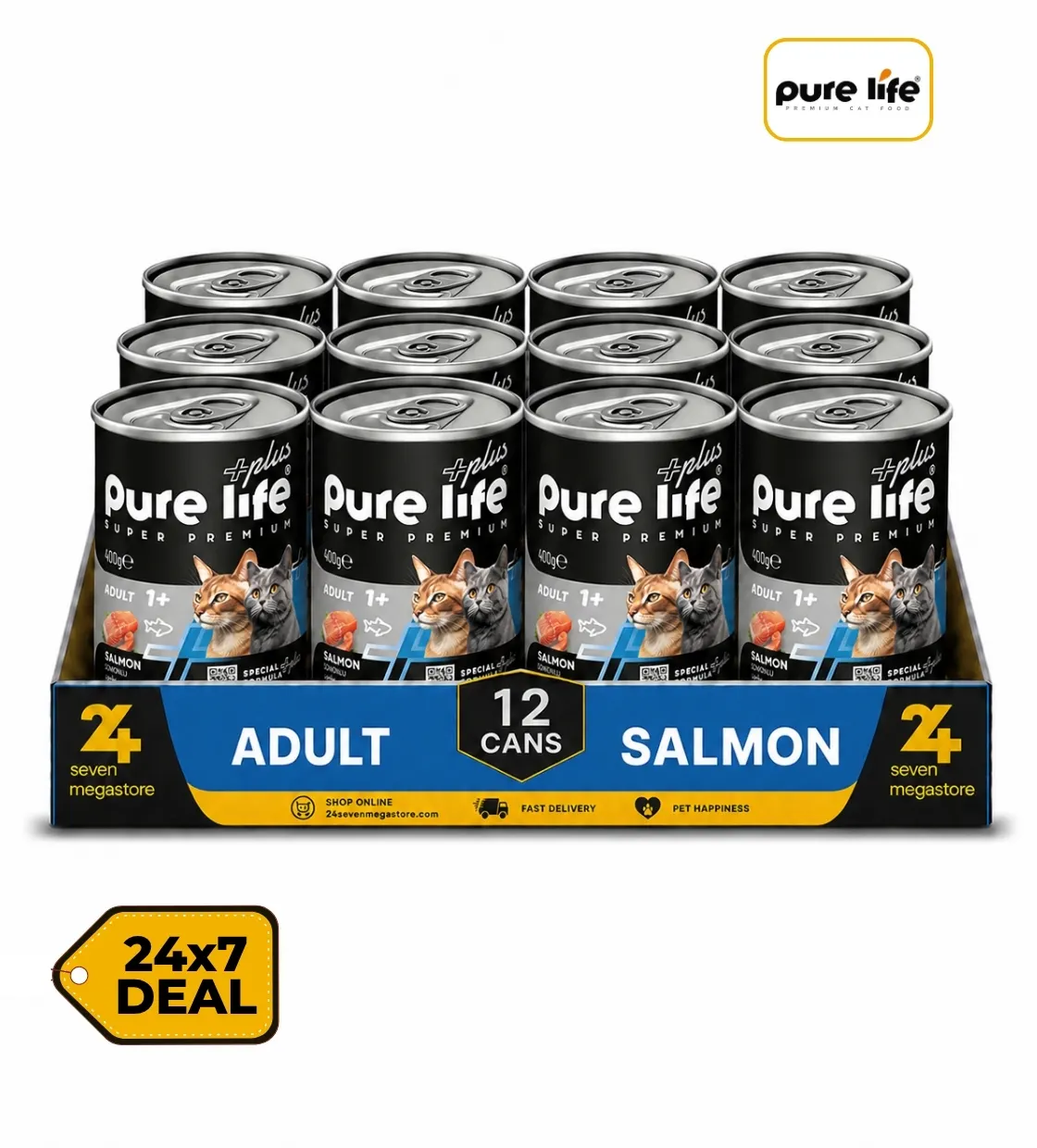 Pure Life Plus Salmon Chunks in Gravy Cat Wet Food 400gm x 12pcs