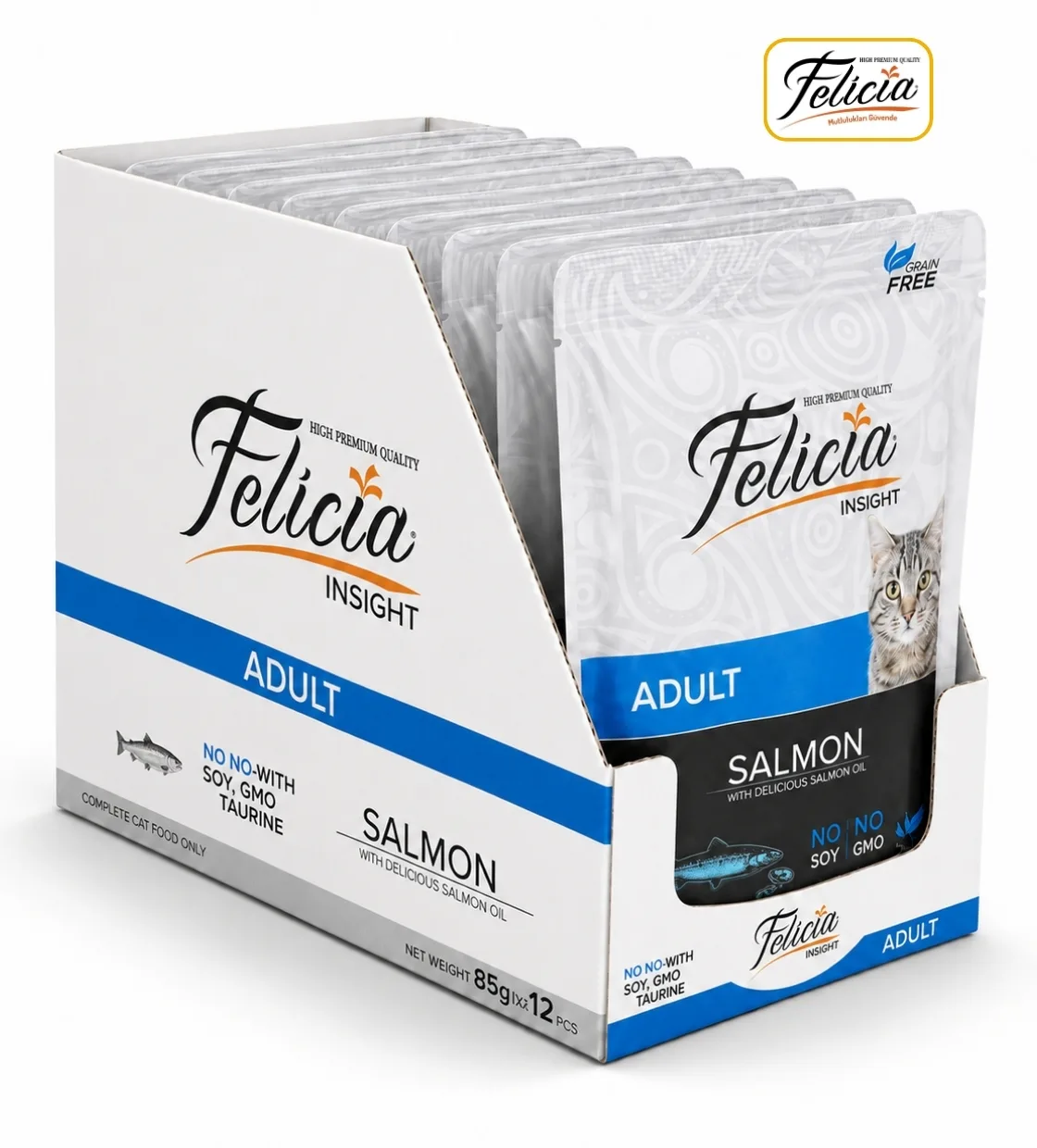 Felicia Salmon and Shrimp Chunks in Jelly Cat Wet Food 85gm x 12pcs