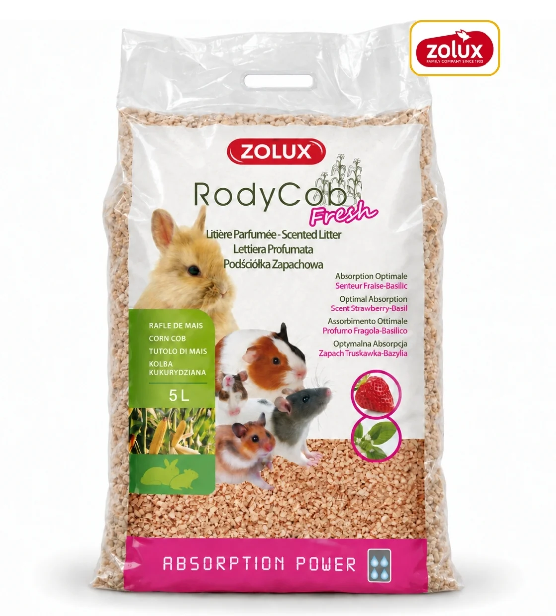 Zolux RodyCob Strawberry and Basil Rodent Litter 5L
