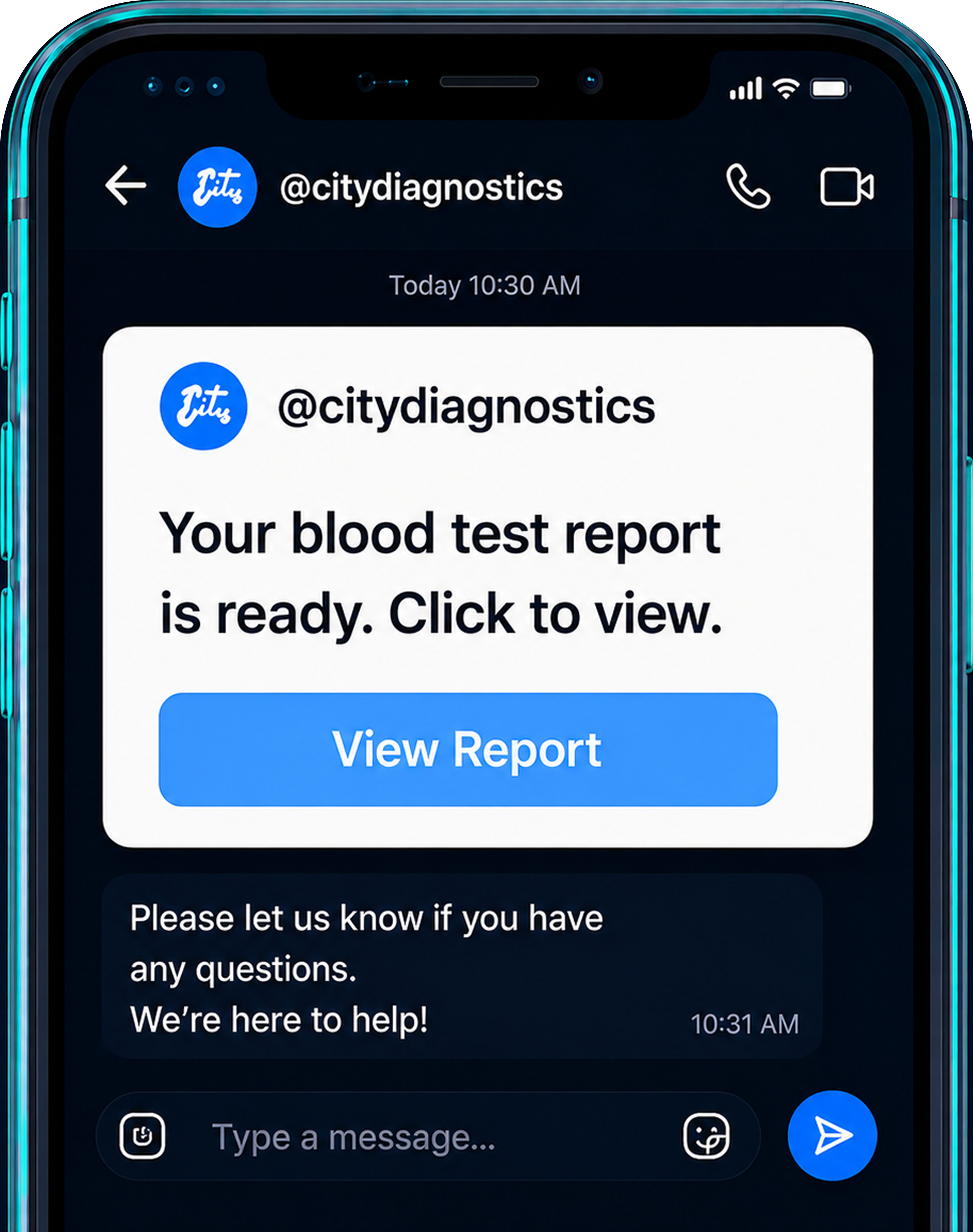 Lab report notification in WhatsApp