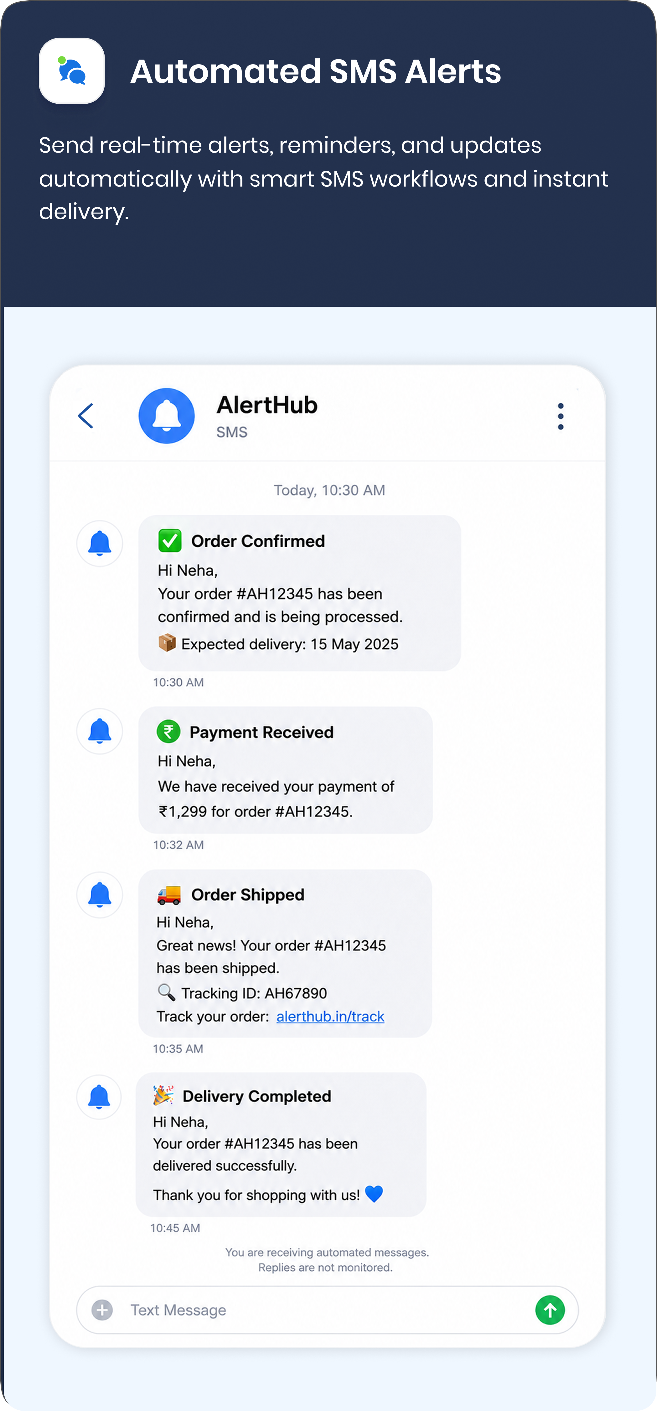 Live SMS card