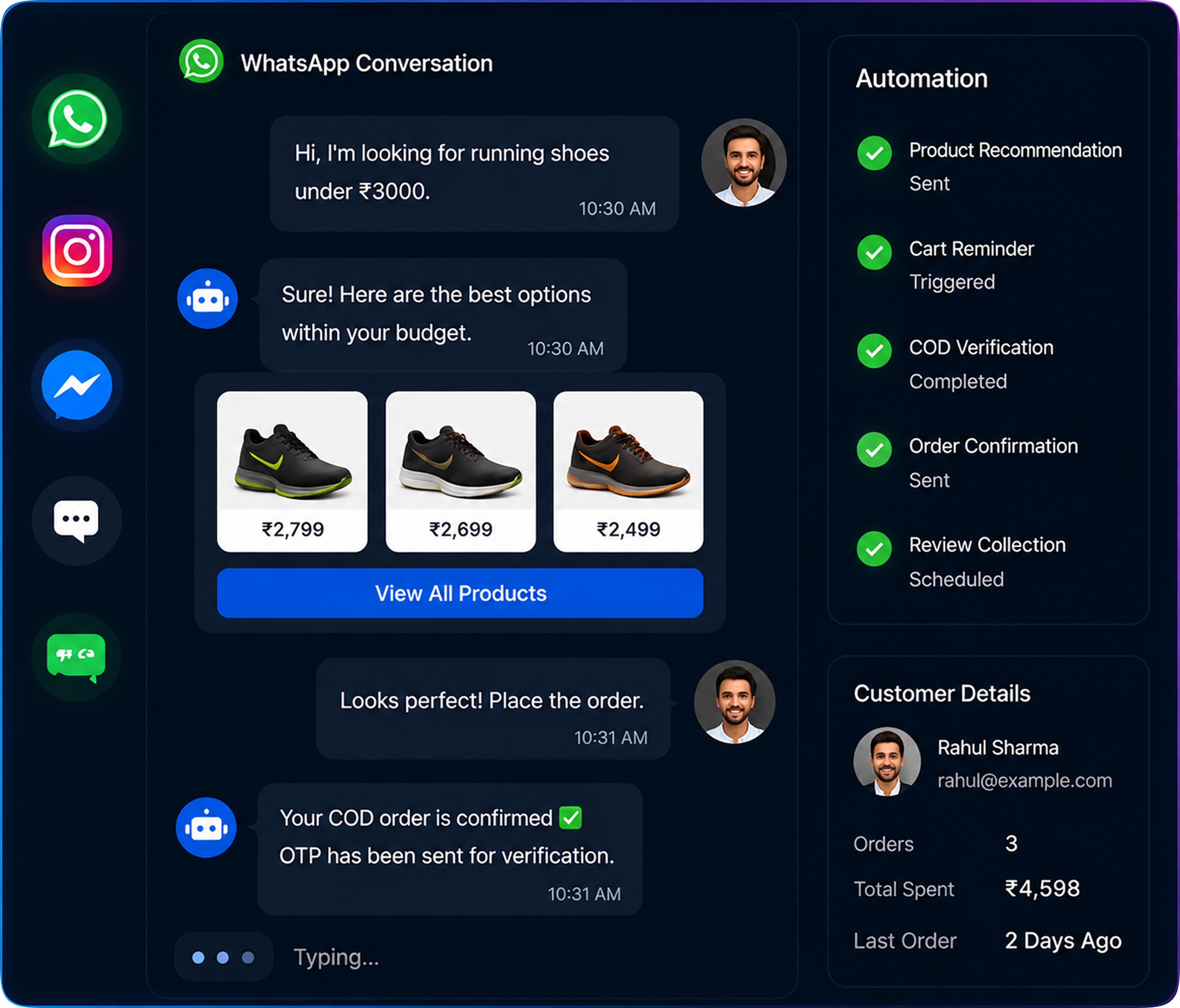 E-commerce automation card