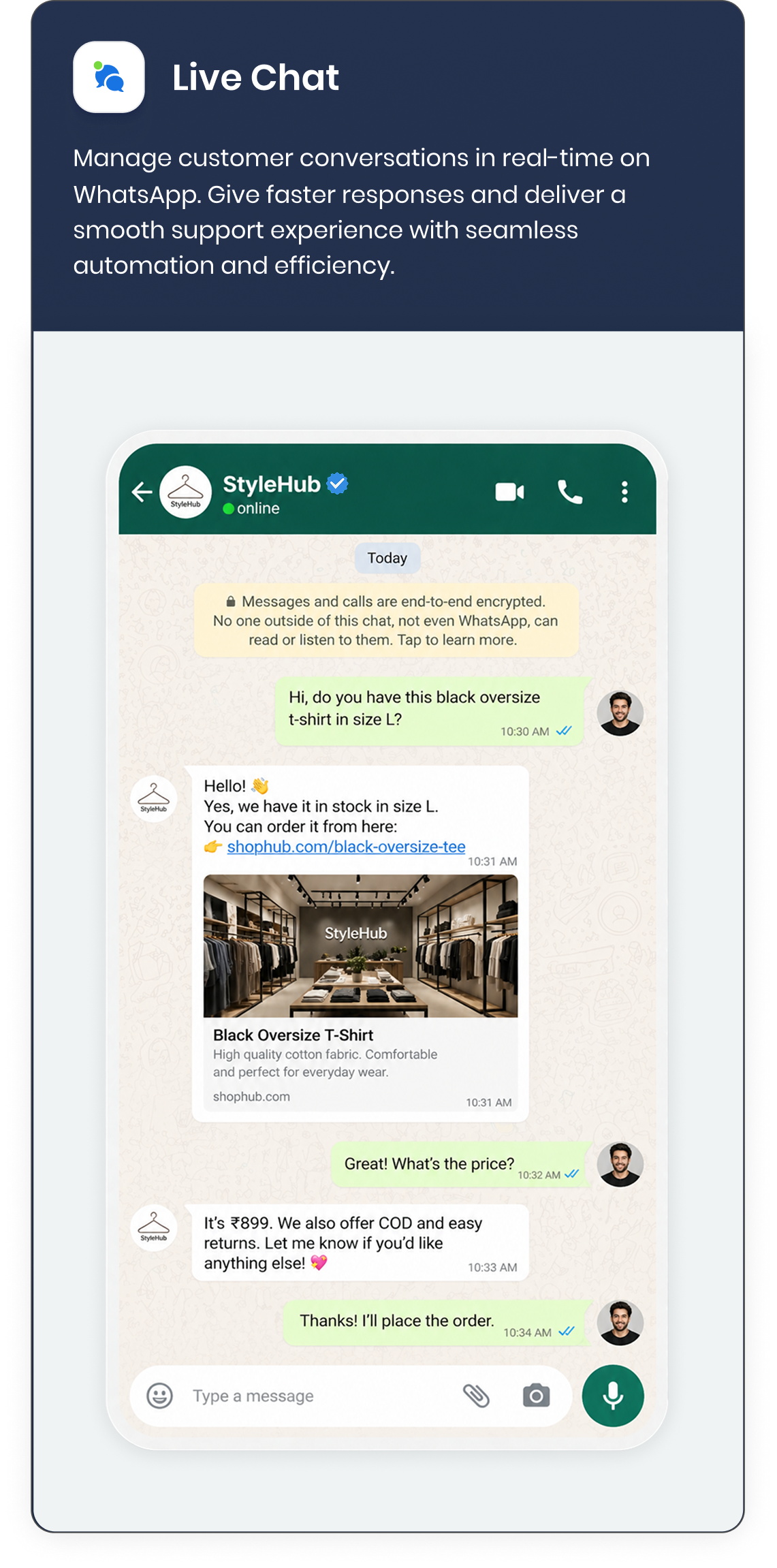Live chat card