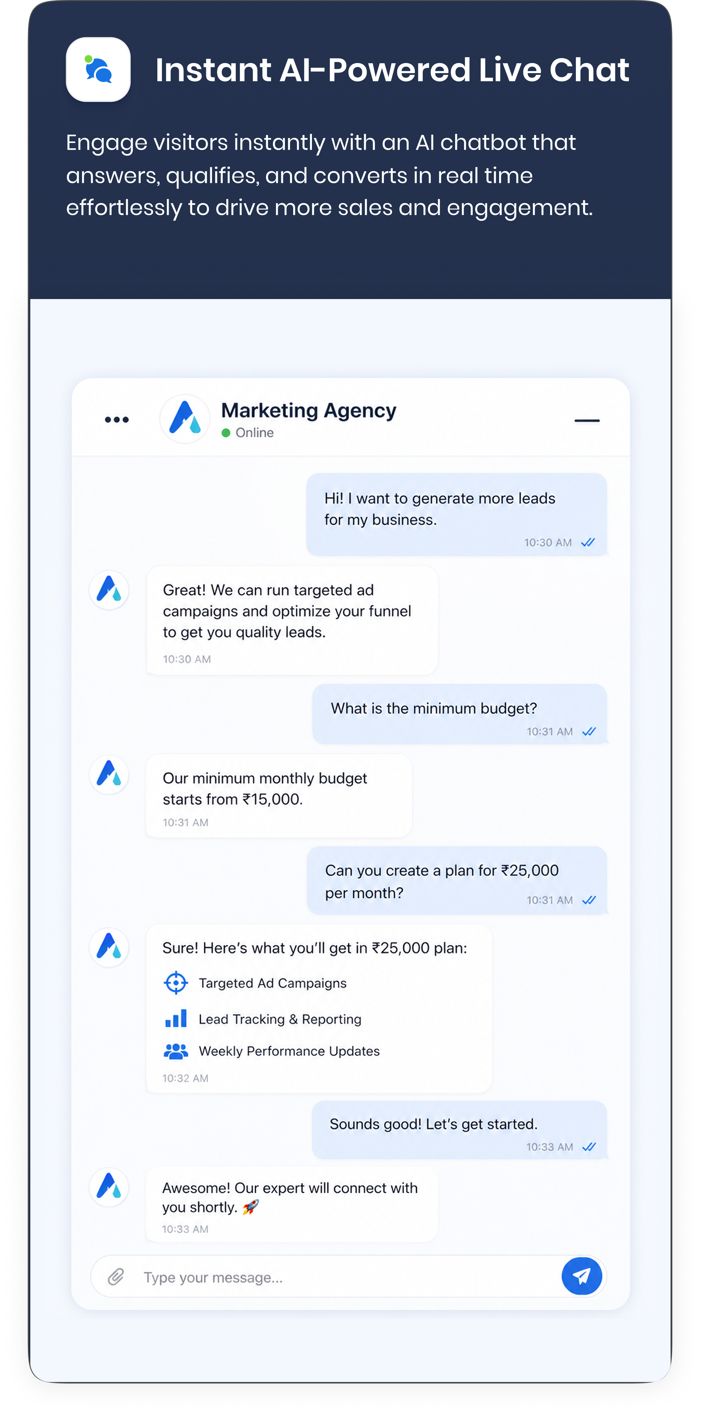 Live chat card