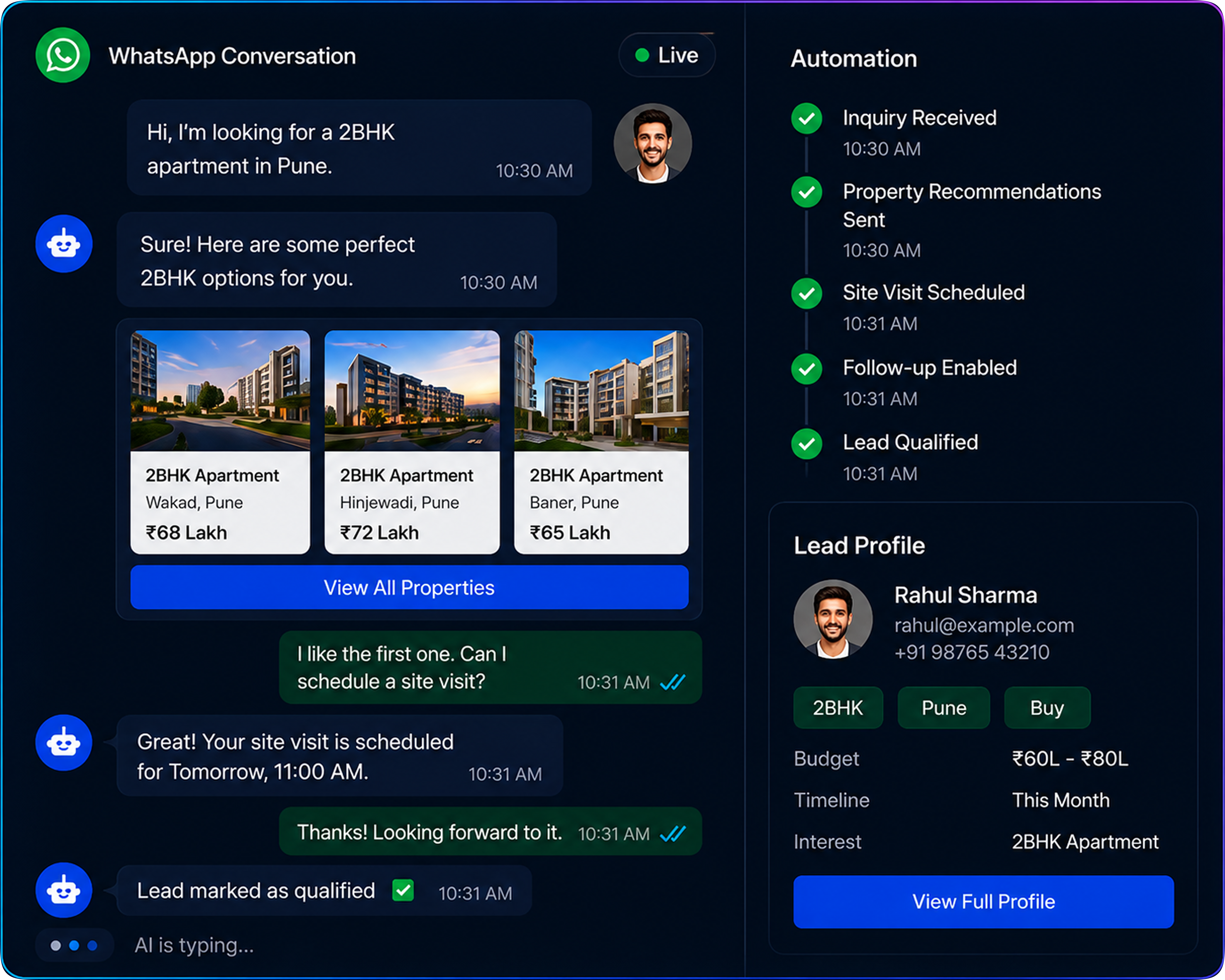 Real estate automation card