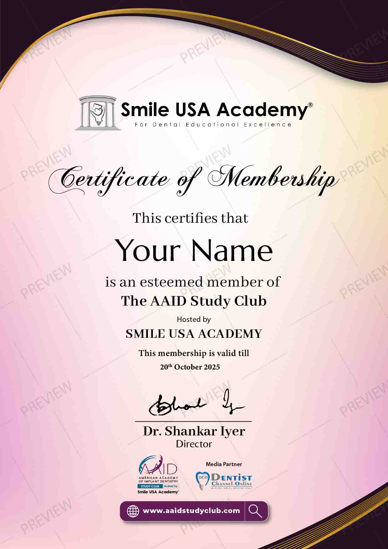 Certificate Preview