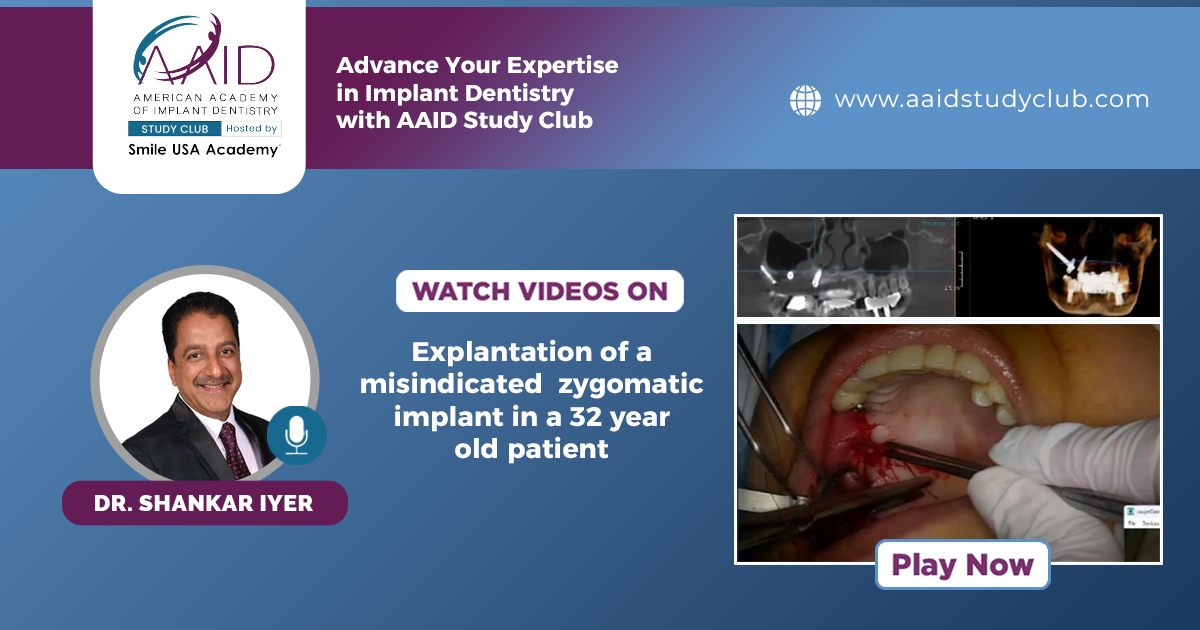 Explantation of a misindicated zygomatic implant in a 32 year old patient: live case demo