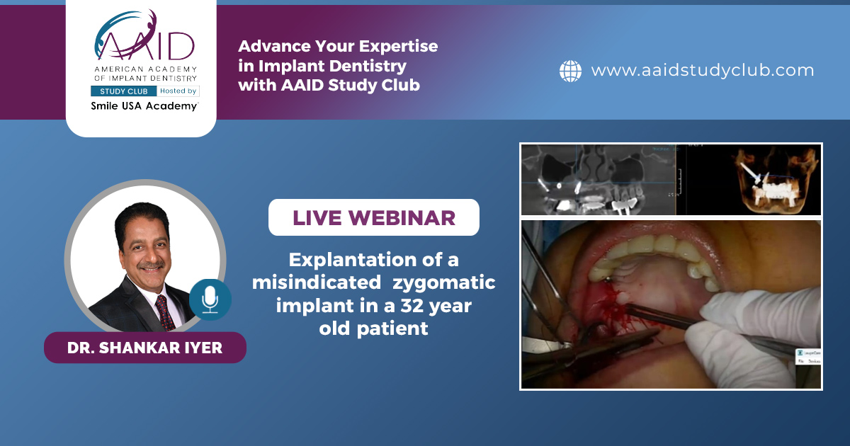 Explantation of a misindicated zygomatic implant in a 32 year old patient: live case demo