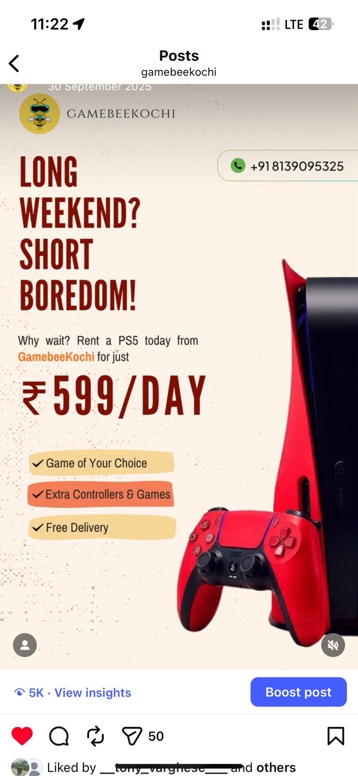 PS5 for rent in Kochi