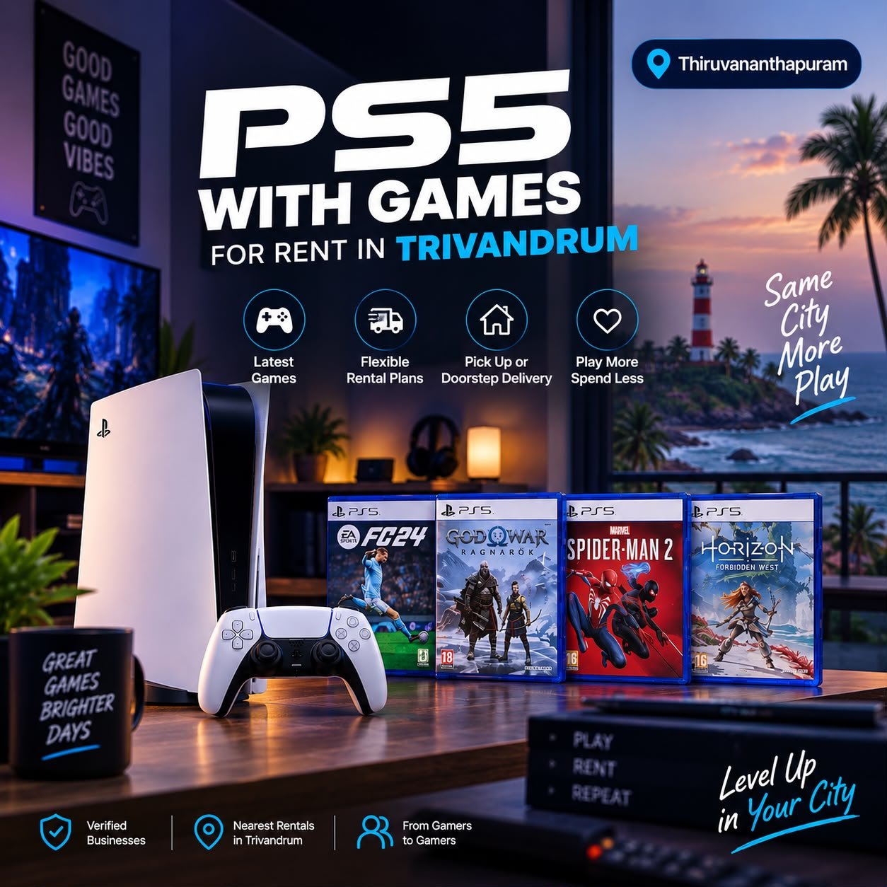 PS5 and PS5 games for rent in Thiruvananthapuram