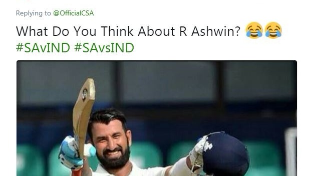 दक्षिण अफ्रीका को नहीं पता पुजारा-अश्विन का 'फर्क', गलत तस्वीर ट्वीट करके दी बधाई