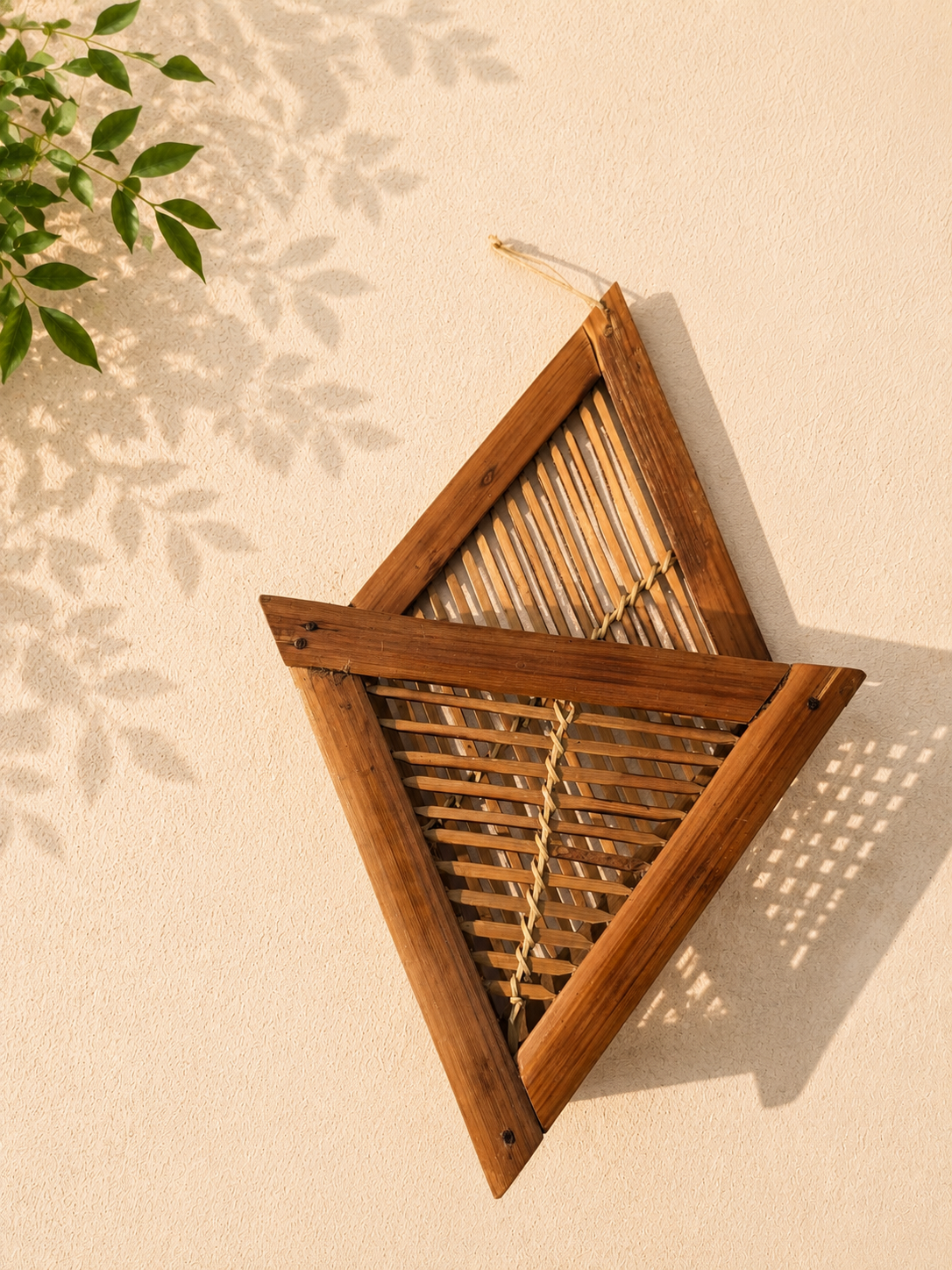 Handcrafted Diamond Bamboo Slat Wall Planter Basket