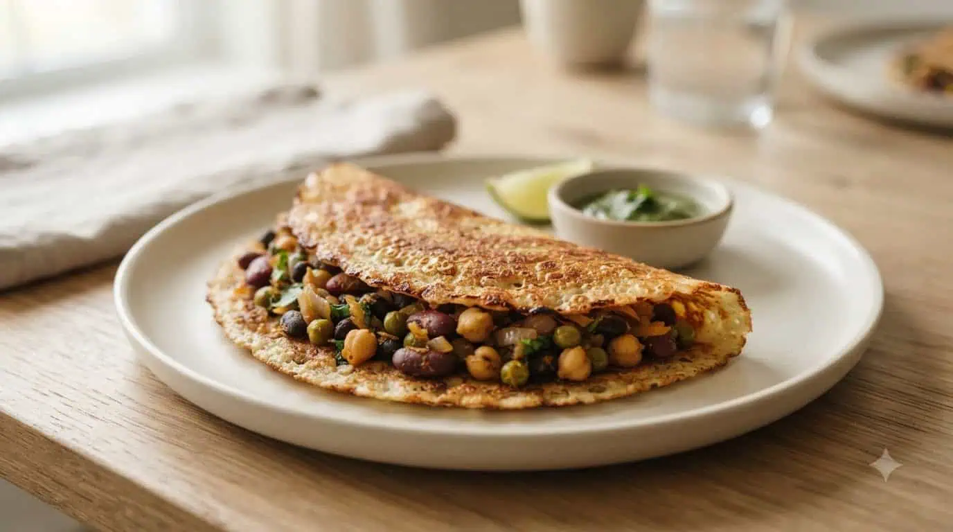 Moong Dal Chilla with Bean Stuffing
