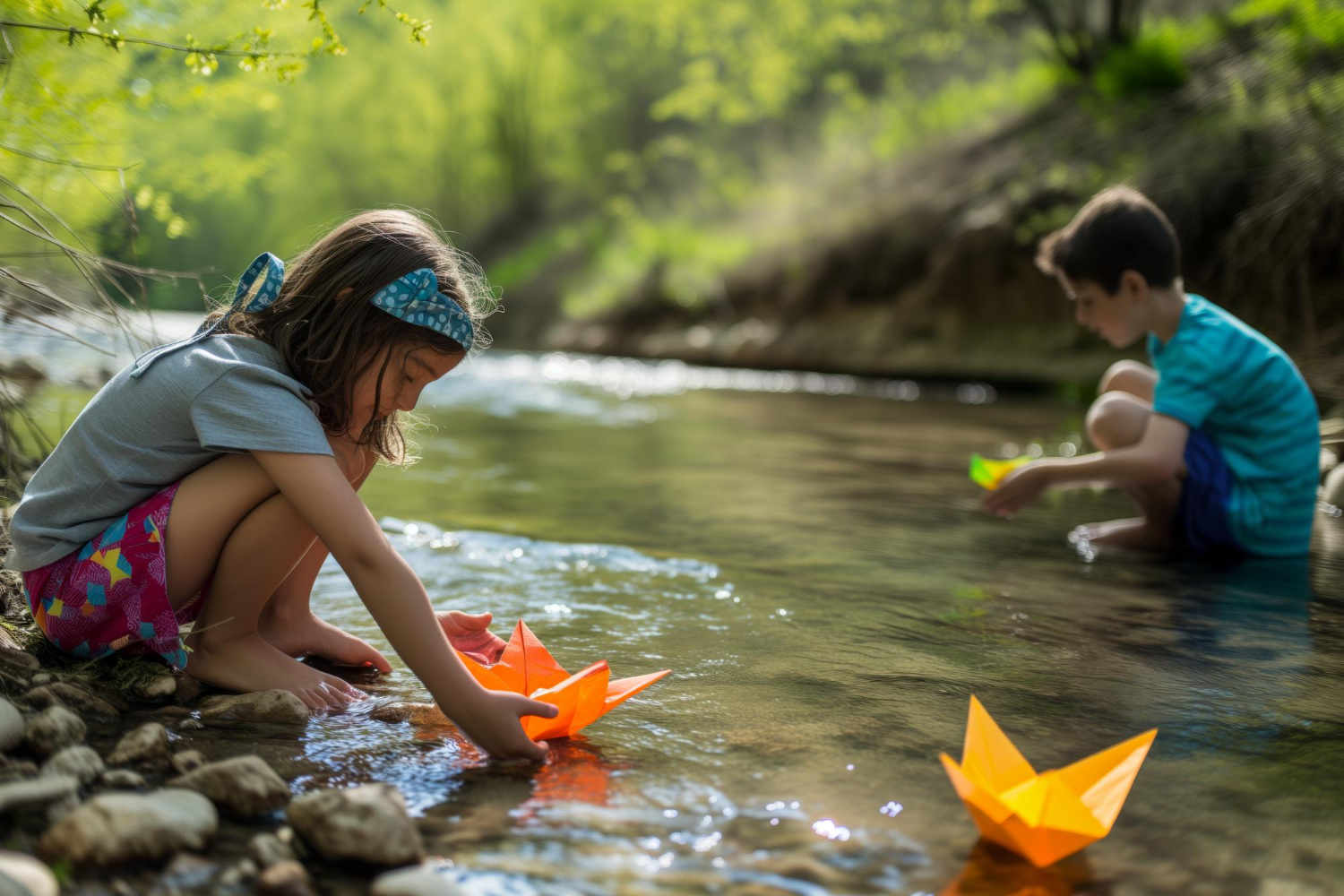Making-Paper-Boats-and-Floating-Them