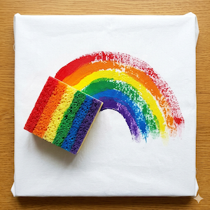 Rainbow Sponge Painting