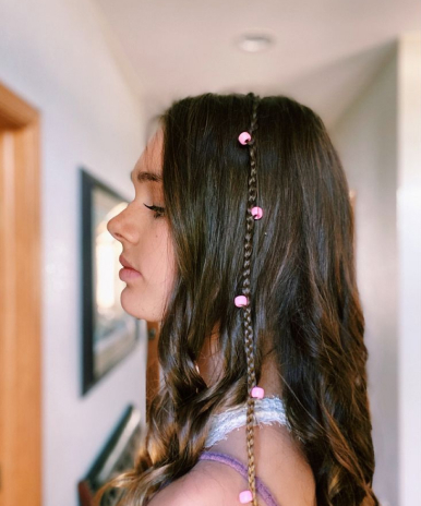 Hairstyle for Tiny Braids with Beads