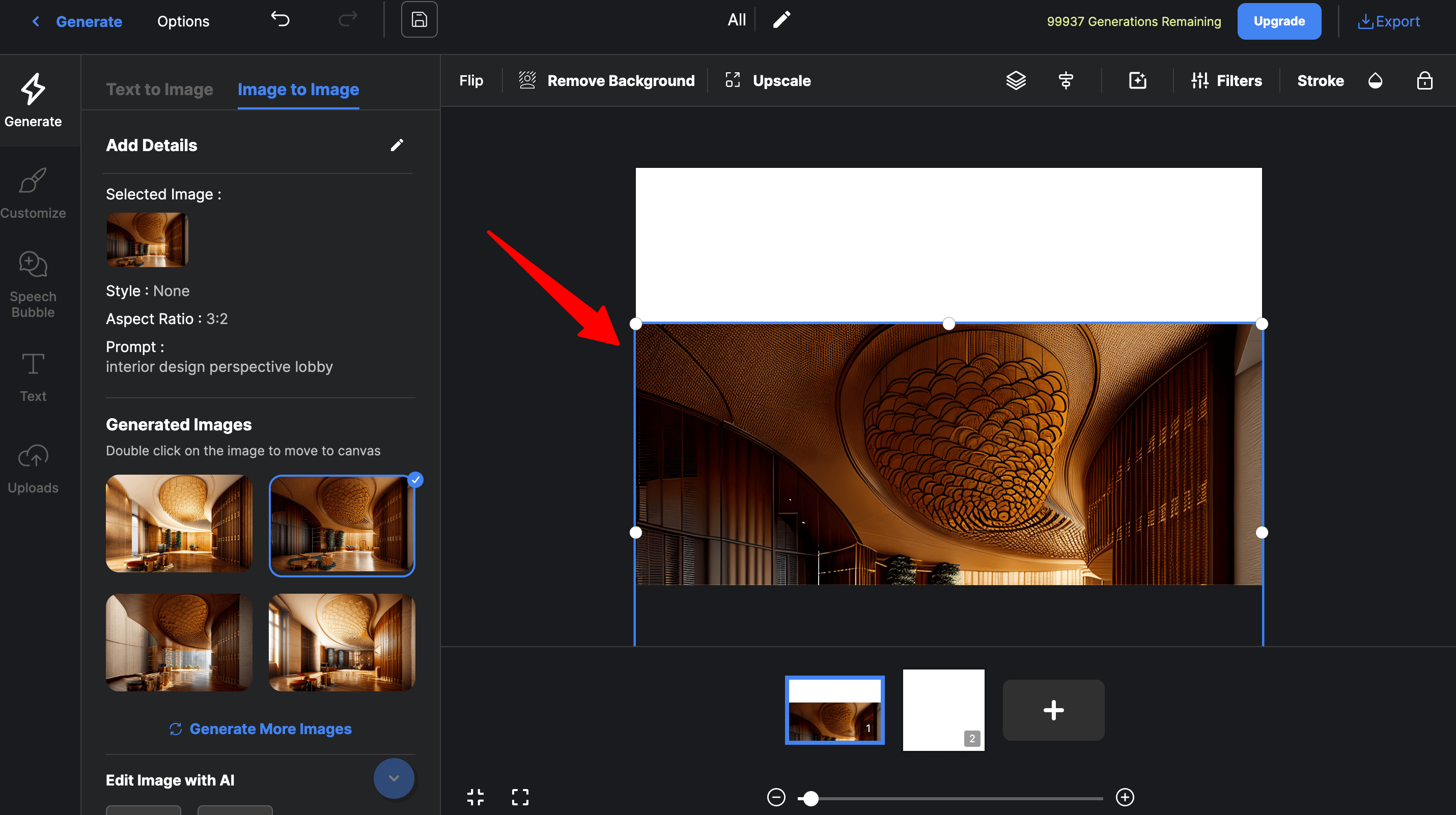 Manually dragging the image up to fit in the frame