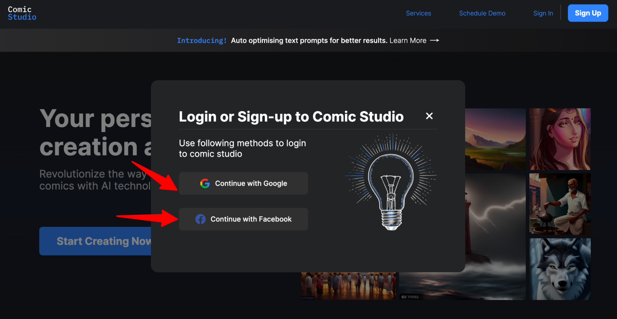 Mobile interface showing comic library with colorful thumbnails and titles