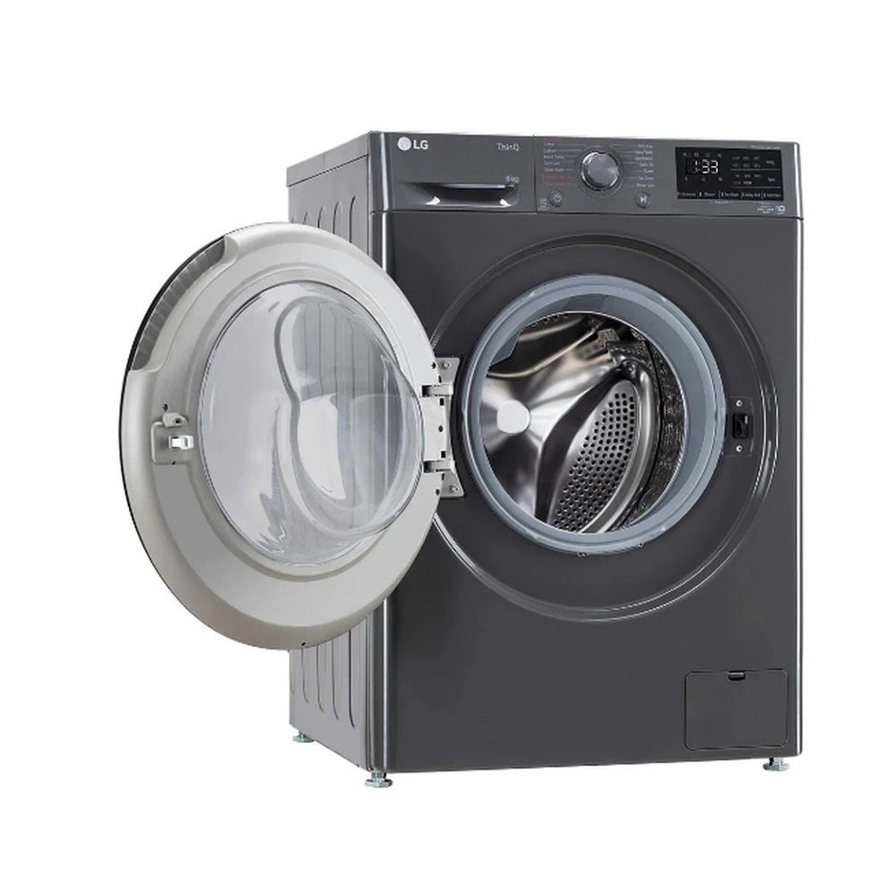 LG 8 Kg 5 Star Inverter Wi-Fi Fully-Automatic Front Loading Washing Machine with Inbuilt heater (FHP1208Z5M, Middle Black, AI DD Technology & Steam for Hygiene)