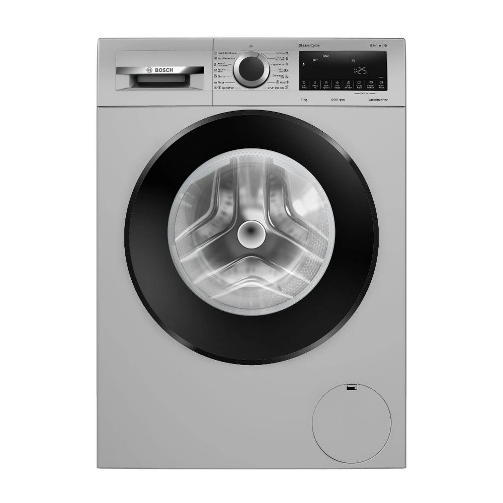 BOSCH 8 kg Fully Automatic Front Load Washing Machine (Series 6, WGA1320SIN, Auto Stain Removal, Silver)