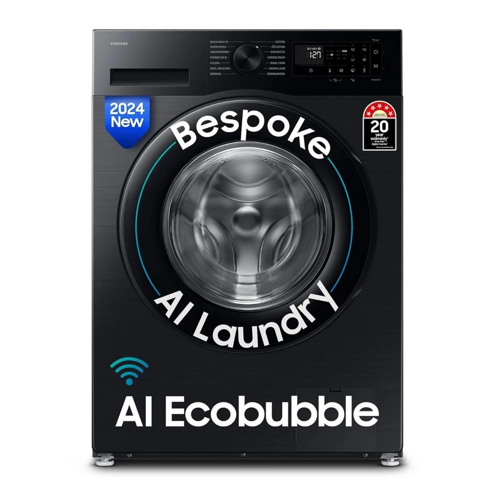 Samsung 12 kg, 5 Star, AI Ecobubble, Super Speed, Wi-Fi, Hygiene Steam with Inbuilt Heater, Digital Inverter, Fully-Automatic Front Load Washing Machine