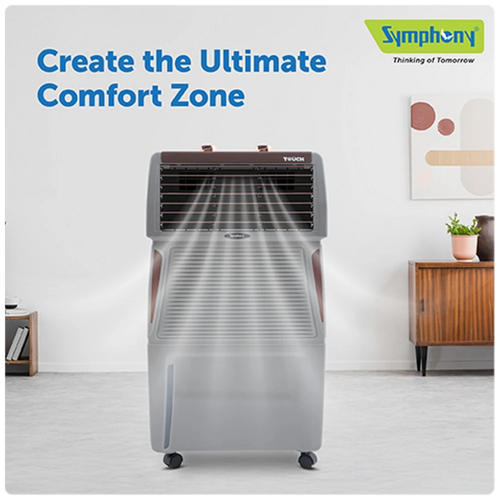 Symphony Touch 40 Personal Cooler 40L – Grey | Powerful Cooling at