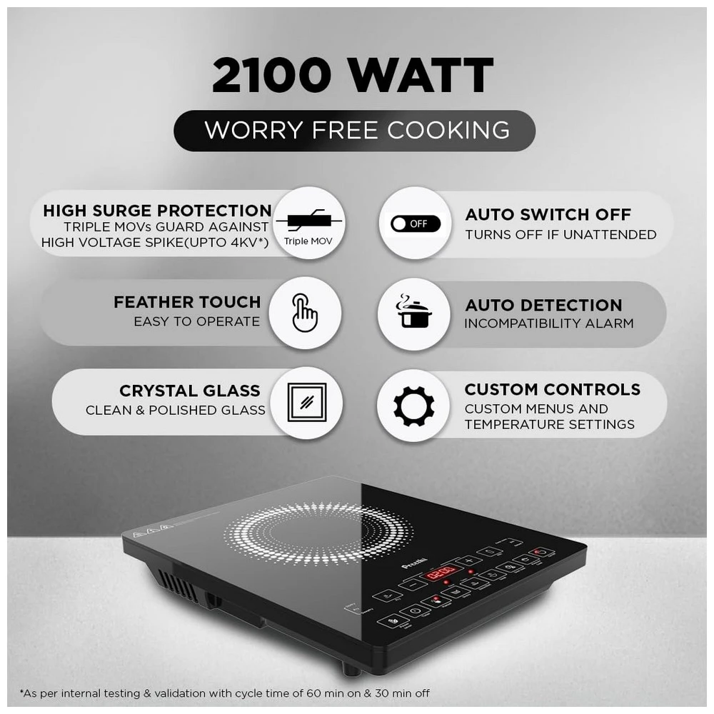 Preethi IC125 2100W Induction Hob Black|Buy at Viveks