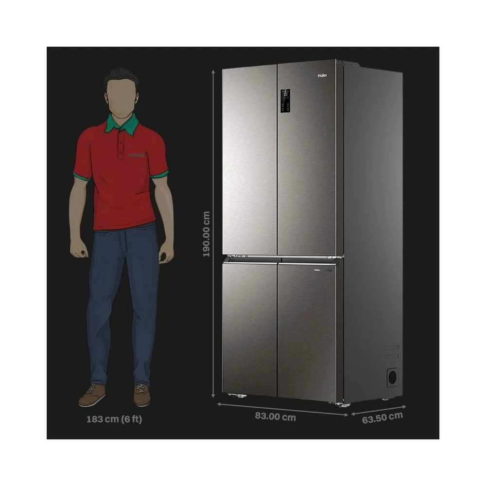 Haier 520Ltrs 3 Star Side by Side Refrigerator HRB 600IS | Inox Steel