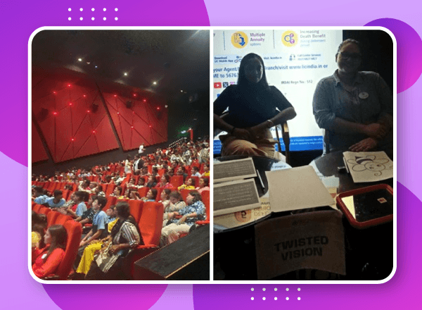 A glimpse of screening in Kolkata and Bangalore along with the experiential booth set up by Atypical Advantage.