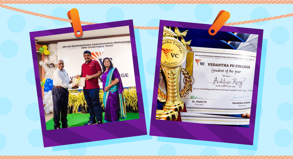 Aditya receiving the award of Student of the year.