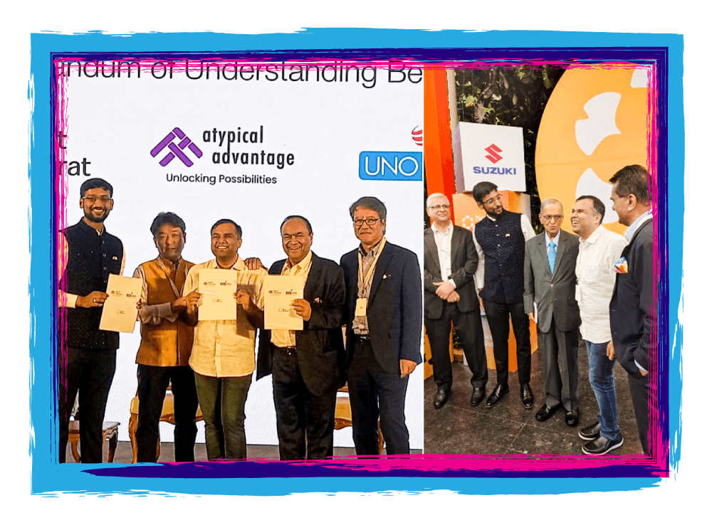 Vineet Saraiwala on stage with the dignitaries (left) and Vineet with Mr. Narayana Murthy (right). 