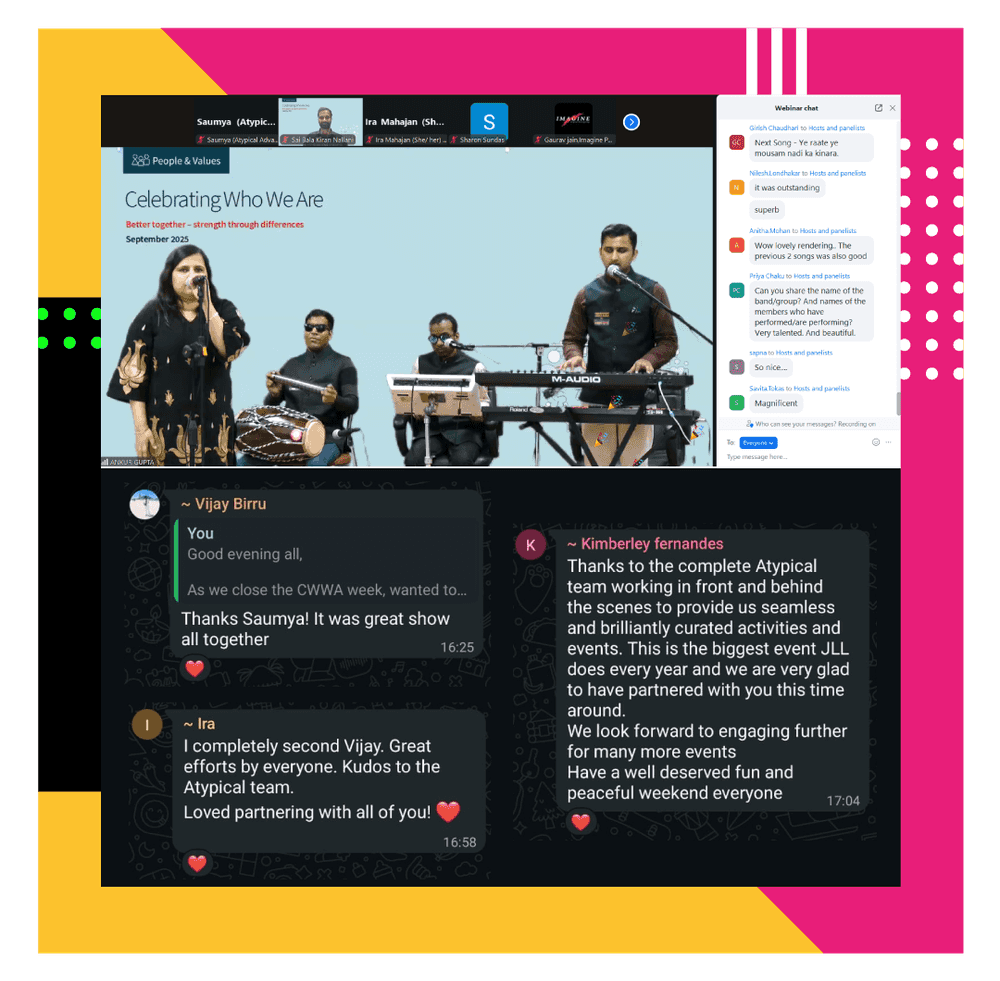 A snippet of the band performing along with the positive feedback received from the audience and the JLL team.