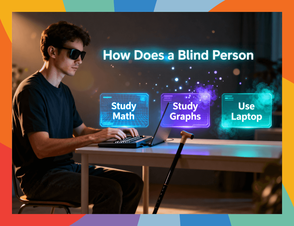 How does a blind person study math, graphs and use laptop?