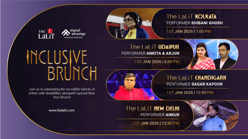 Inclusive brunch at The Lalit at four locations- Kolkata, Udaipur, Chandigarh, New Delhi on 1st Jan, 12 pm onwards.