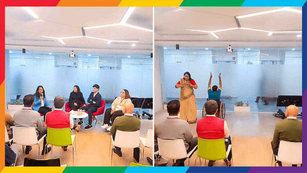 Panel Discussion (left) and Performers with hearing impairment (right) at Macquarie.