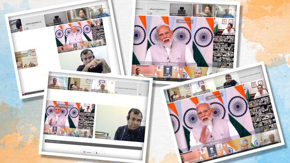 PM Narendra Modi and Vineet Saraiwala sharing a common platform at Post-Budget discussion webinar. 