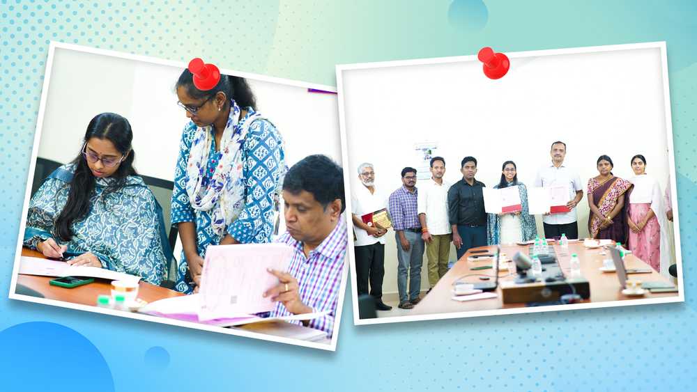 Signing of MoU at RGUKT by Laharee, Head of Inclusive Hiring. 