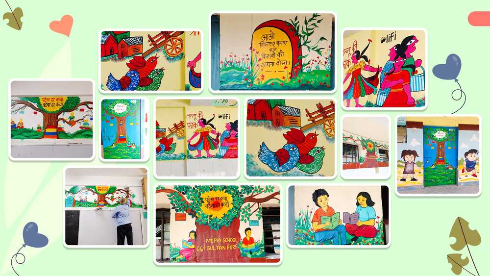 A collage of all the wall murals painted at the government schools.