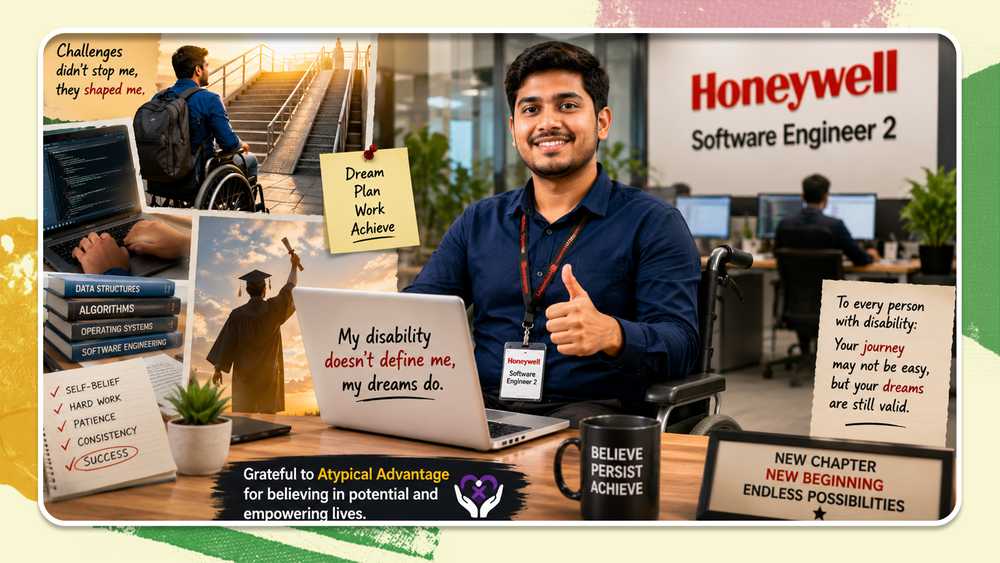 An AI generated image of a man in blue shirt showing a thumbs up sign representing Tarun and his successful placement at Honeywell.