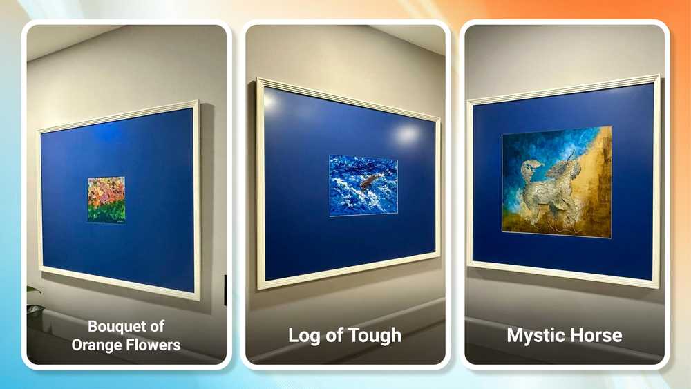 Even Hospital walls, with the paintings on it. Bouquet of Flowers (Left), Log of Tough (Middle) and Mystic Horse (Right).