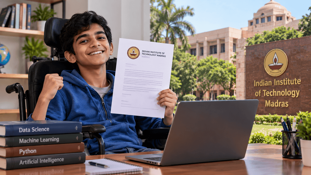 Student with 90% Spinal Muscular Disability Secures IIT-Madras BS Data Science Admission.