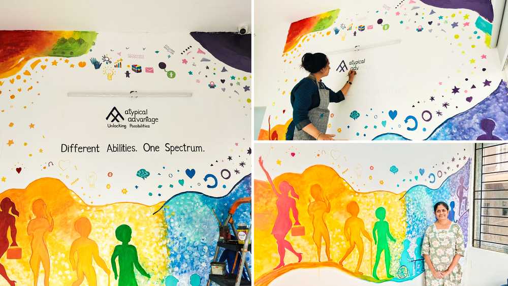 Wall mural painted by women artists with hearing disabilities.