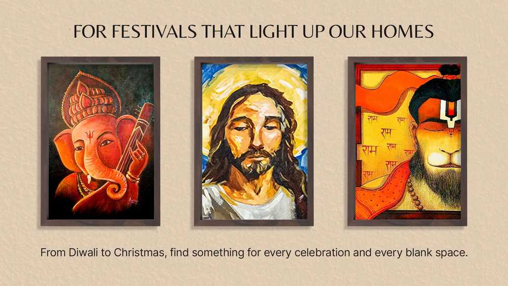 For Festivals that light up our homes. 3 portraits from different festivals. From Diwali to Christmas, find something for every celebration and every blank space.