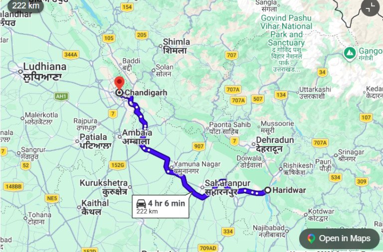 Chandigarh to Haridwar One Way Taxi Service
