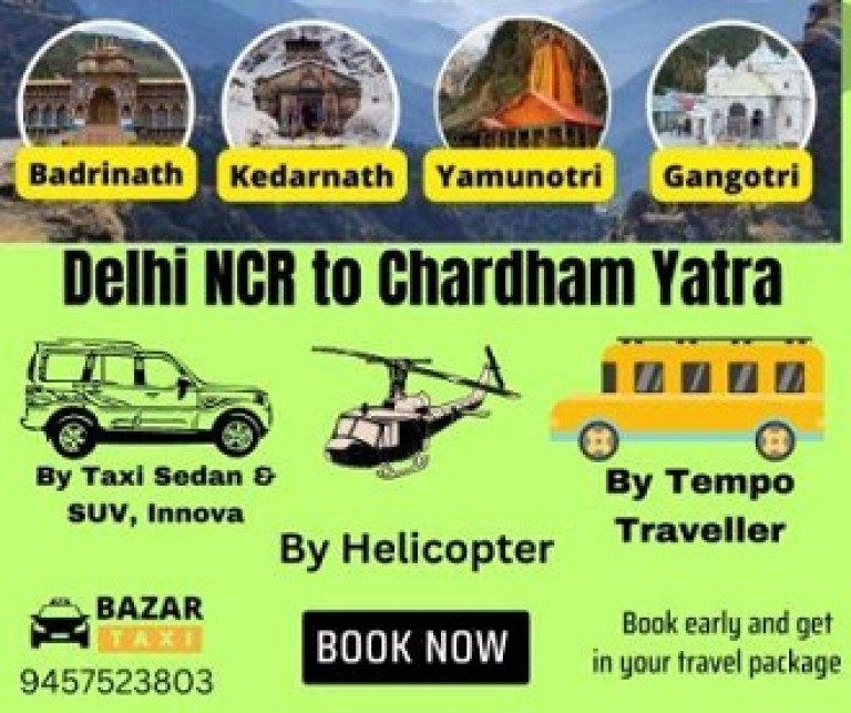 Delhi Airport to Char dham Yatra Taxi Packages Starting Price 3550/Day