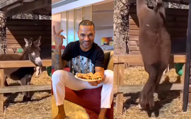 Shikhar Dhawan का मिठाई खिलाने का तरीका थोड़ा कैजुअल है आज-कल कुछ भी पोस्ट कर रहे हैं