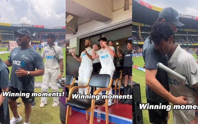 New Zealand टीम के ड्रेसिंग रूम में था गजब का नजारा जीत के बाद खिलाड़ियों ने काटा बवाल