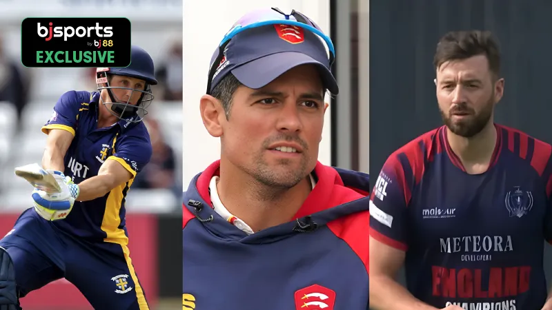 Phil Mustard (wk), Alastair Cook, and James Vince