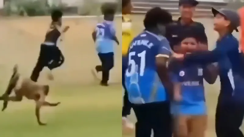 Monkey interrupts cricket field and attacks young players – watch video