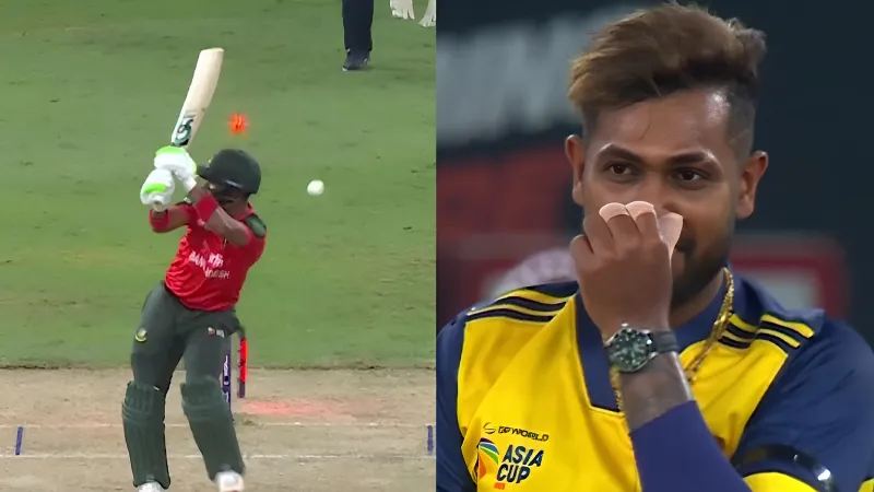 Video of the Day - Asia Cup 2025 Nuwan Thushara cleans up Tanzid Hasan with a well-disguised slower ball in first over in SL vs BAN tie